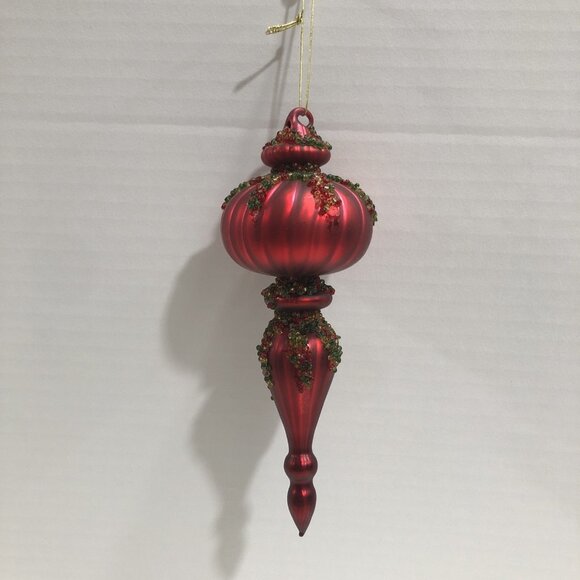 red glass finial Christmas tree ornament - Picture 8 of 8